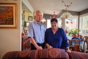Lawrence and Camela in their home in Nanaimo, B.C.