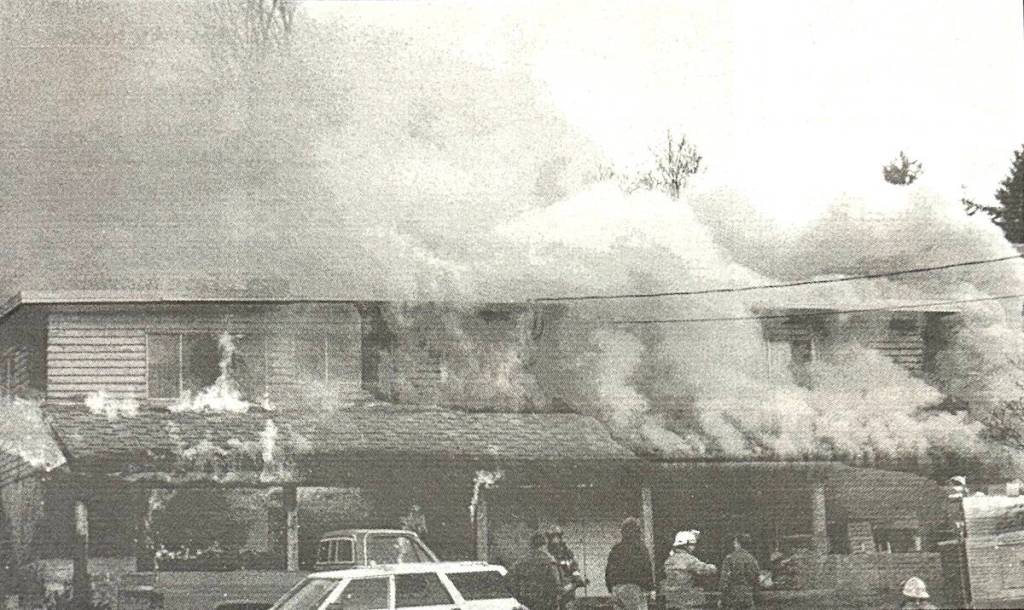 &rdquo;Fire and smoke: Fire spread quickly in this fourplex on South Shore Road in Lake Cowichan on March 13, but firefighters quickly got it under control. Two people got out safely, as did three cats and a dog. Most of the damage was in the lower left suite, where the fire appears to have started in a couch. (Lake Cowichan Gazette/March 21, 2001)