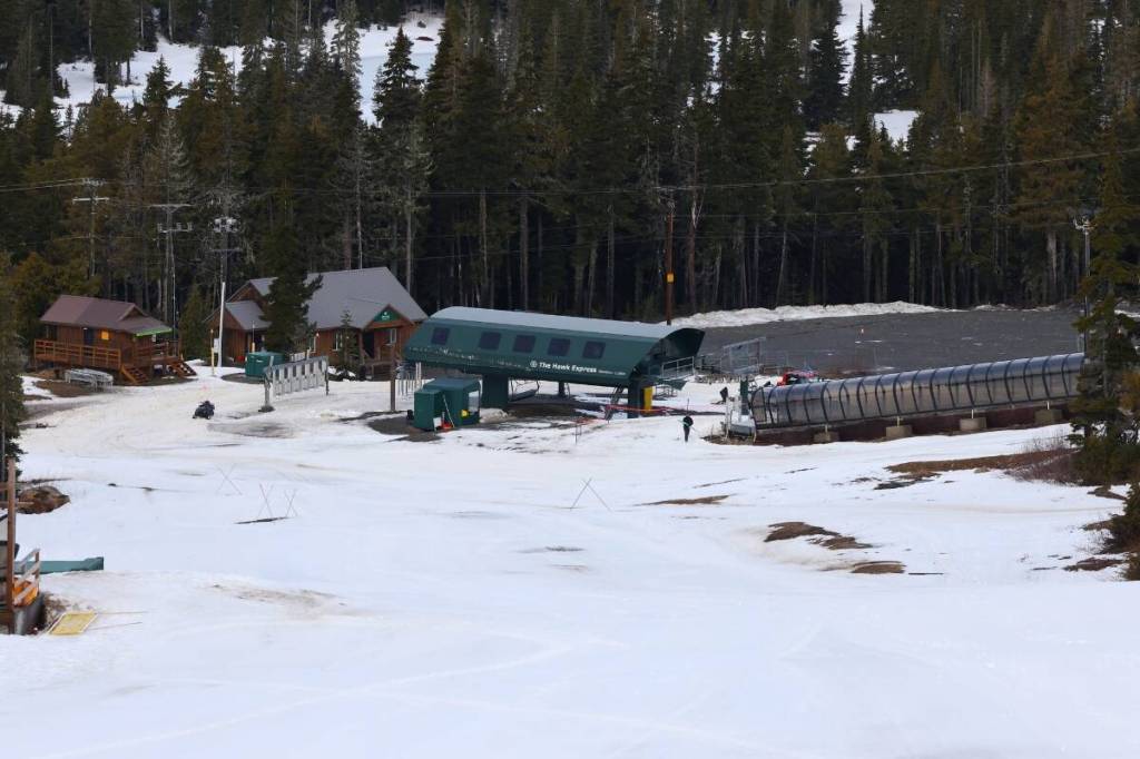 Due to the heavy rain last night, the Hawk Chair at the Mount Washington Alpine Resort has closed Friday. The snowpack in the loading area of the chairlift is causing issues. (Facebook/Mount Washington Alpine Resort)